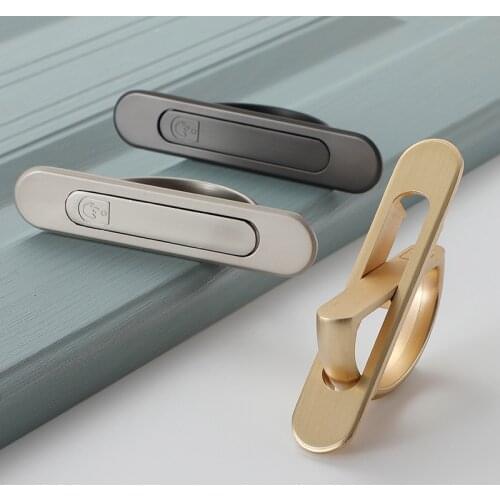 Hidden Tatami Door Handle Gold Nickle Pearl Grey Insert Embedded Invisibility Wholesale Zinc Furniture Cabinet Door Pull