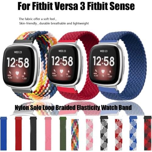 Nylon Strap for fitbit versa 3/fitbit sense Watch Band Replacement Bracelets for fitbit versa3 Braided Elasticity Wrist Belts