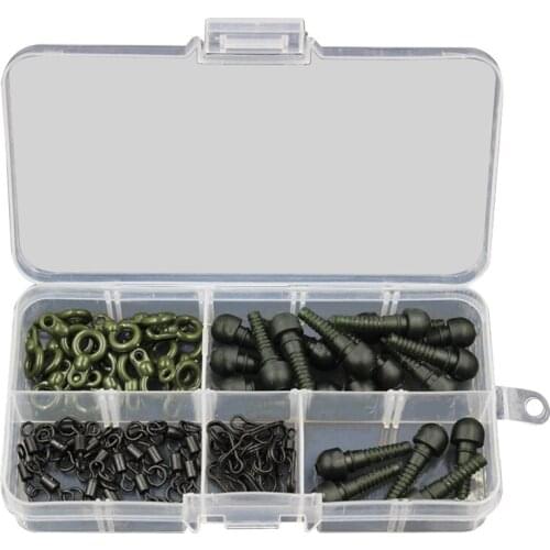 Stainless Steel Carp Fishing Snap Connector Snap Lure Connector Rubbers Terminal Rigs Quick Change Swivels Set with Box
