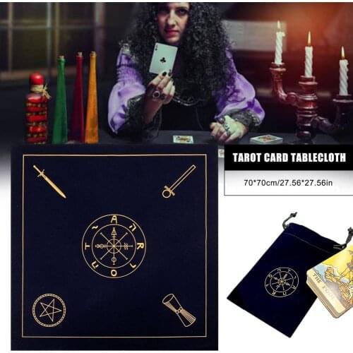 70X70CM Retro Tarot Cards Storage Bag Party Table Cloth Board Game Tablecloth Divination Velvet Astrology Oracle Card Pad Mat
