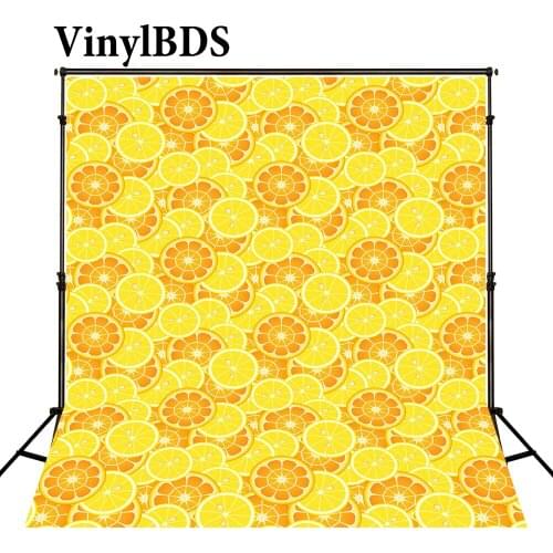 VinylBDS Kids Cartoon Lemon Slices Yellow Backdrops Baby Fresh Portrait Backdrop Lovely Background for Children Photo Studio