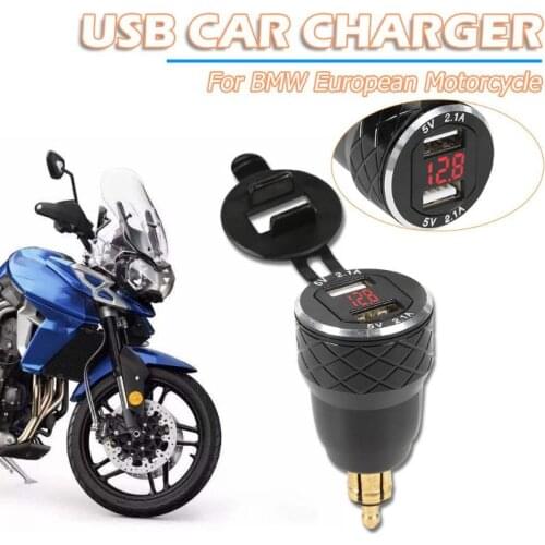 12-24V Motorcycle Charger Motos CNC 4.2A Dual USB Charger LCD Display Motocicleta Charging with Voltmeter for BMW Hella/DIN Plug