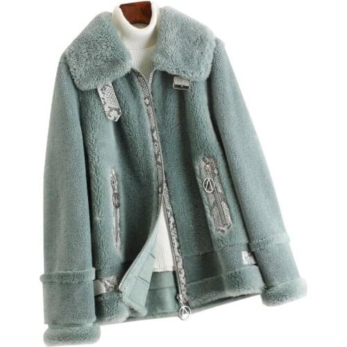 Genuine Wool Blend Fur Jacket Winter Women Fur Outerwear Coats LF2128