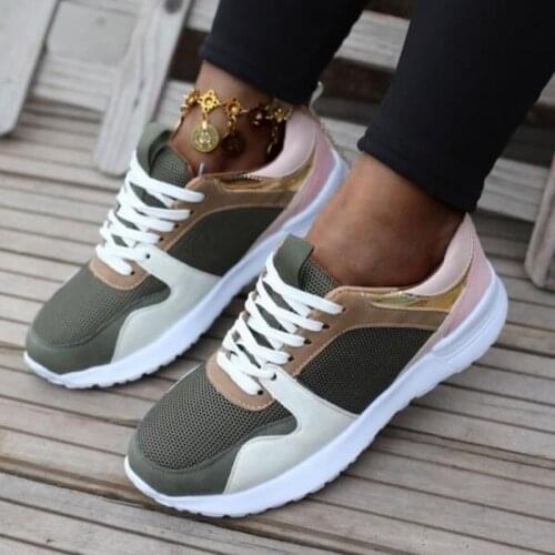Vulcanized Shoes Women Sneakers 2021 Summer Mesh Breathable Sport Shoes Ladies Casual Lace Up Training Walking Zapatos Mujer