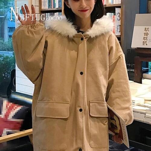 Apricot Pink Hooded Thick Women Parkas Pocket Fashion Female Jacket