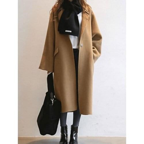 Womens Camel Double-faced Cashmere Coat Long Section 2021 Autumn Winter New 100% Wool Korean Loose High-end Fashion Jacket YR10