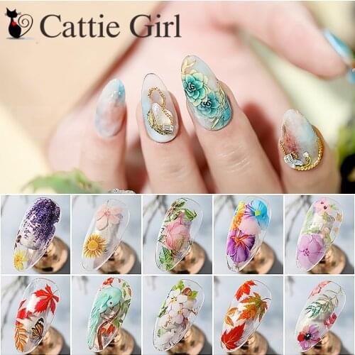 10 Rolls/Set Nails Foil Stickers Lavender Flower Maple Leaf Sunflower Manicure Nail Art Transfer Paper Nails Art Decals