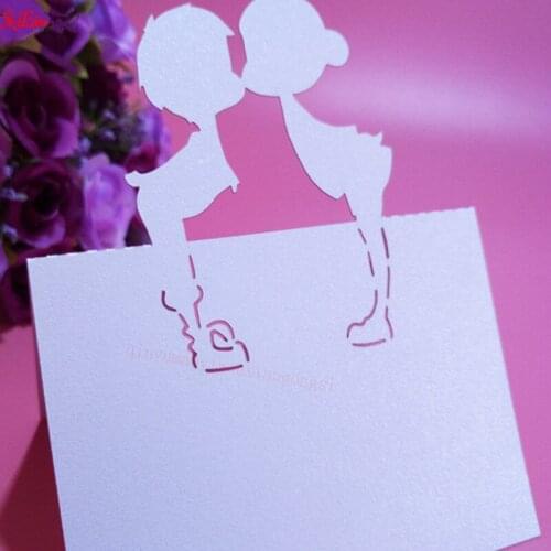 50pcs Laser Cut Wedding Table Cards Boy and Girl Style Wedding Name Cards Party Guest Table Decoration 8Z-SH231