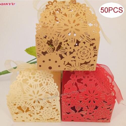50pcs/lot Elegant Candy Box For Wedding Sweet Bag Party Decoration Favors Gift For Guest Wedding Supplies 6zSH114