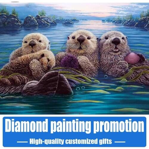 5D DIY New Round Otter Embroidery Mosaic Diamond Painting Inlaid Cross Stitch Animal Decoration Painting Gift High-quality