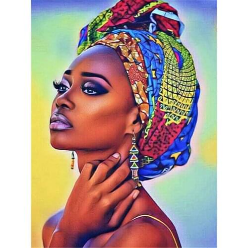 African Woman DIY Cross Stitch 11CT Embroidery Kits Needlework Craft Set Cotton Thread Printed Canvas Home Wholesale