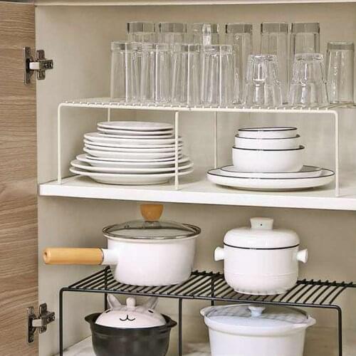White Kitchen Storage Shelf Steel Metal Wire Rack Cupboard Plate Dish Organizer Cupboard Organization Pantries Cabinets Home Dec
