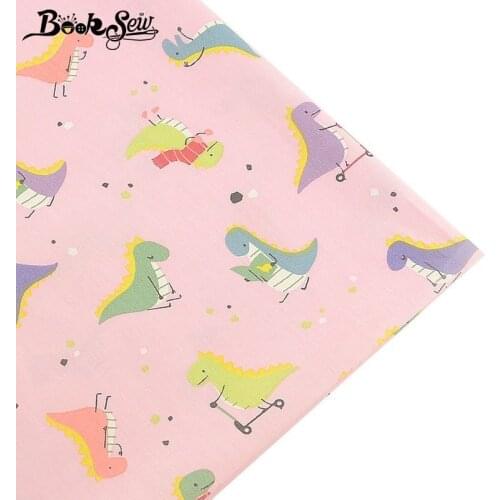 Booksew Dinosaur Design Pink 100% Cotton Fabric Fat Quarters DIY Handmade Quilting Bedsheet Sewing Cloth Patchwork For Kid Baby