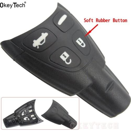OkeyTech Car Styling Case smart Key Shell For SAAB 93 95 9-3 9-5 WF Soft Rubber Button Keyless Entry 4 Buttons Remote Keys Shell