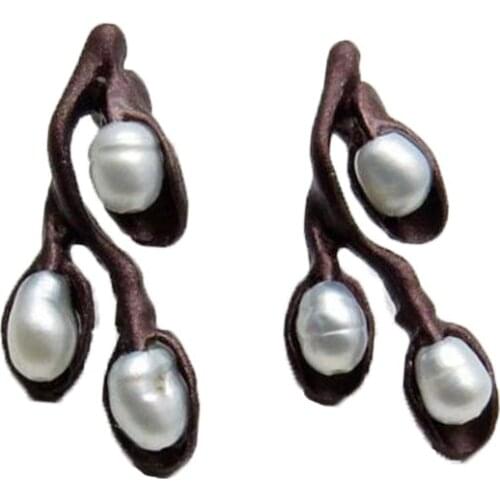 CSxjd Vintage earring jewelry Natural pearl Plum branch earring Womens wedding accessories