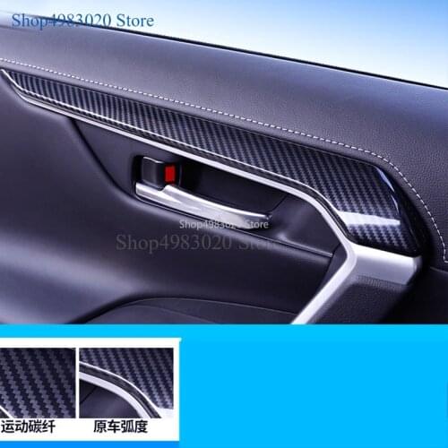 Auto Inner Door Armrest Decoration Strip Cover Trims For TOYOTA RAV4 RAV 4 2019 2020 Car-Styling Mouldings Accssories 4pcs/set