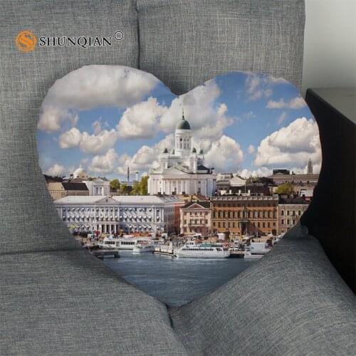 Finland Heart Shape Pillow Cover Custom zipper Pillowcase Just Cover No Core Size 41x36cm,47x42cm