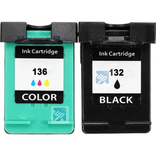 UP brand 1set Replacement for HP 132 136 ink cartridge for HP Officejet 6213 5443 D4163 2573 C3183 D5163 PSC 1513 1513s
