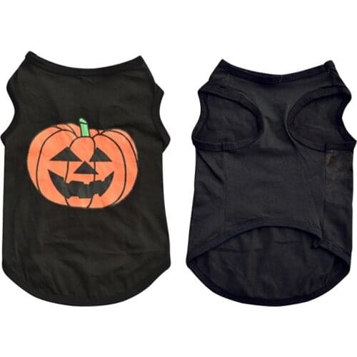 Halloween Evil Pumpkin Printed Dog Cat Vest Cotton T-shirt for Small Large Dogs