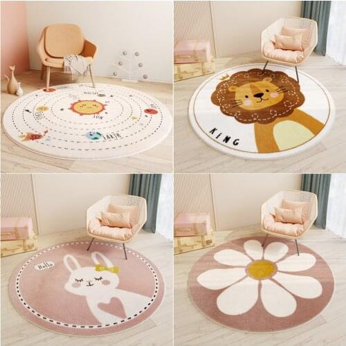 Carton Rocket Round Thick Carpet Plush Rug Children Bed Room Floor Carpets Rug Soft Mat Anti-slip Baby Crawling Mat Living Room