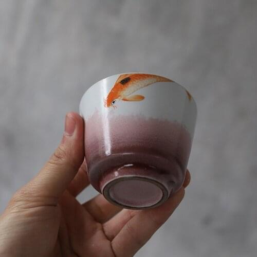 LUWU chinese ceramic tea cup fish chinese kung fu cup 100ml