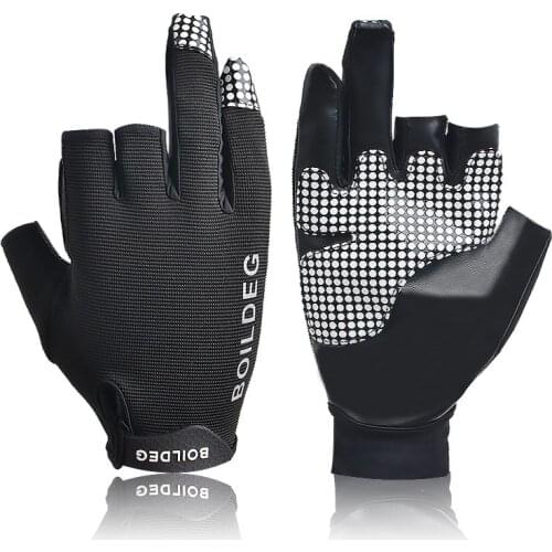 Lawaia Fishing Gloves New Printed Half Finger Microfiber Non-slip Fishing Gloves Outdoor Sports Dew Three Finger Fishing Gloves