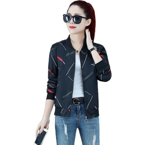 Spring and Autumn Fashion Womens Jackets Thin Tops Large Size Baseball Uniforms All-match