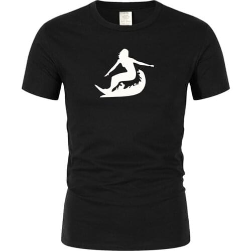 Short Sleeve T-Shirt Funny beauty surfing mens T-shirt cotton