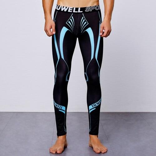 Running Fitness Mens Long Pants GYM Clothes for Man Stretch Hipster Low-waist Printed Training-pants Leggings Sportwear