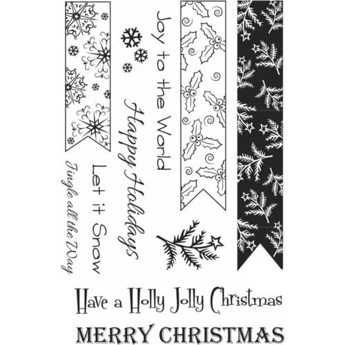 Christmas Banner Set Transparent Clear Silicone Stamp Seal for DIY scrapbooking photo album Decorative clear stamps