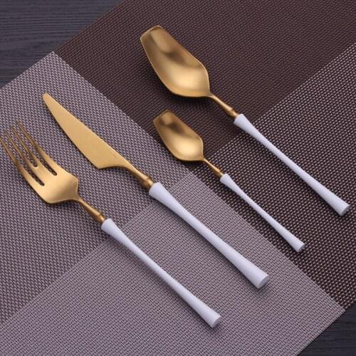 Spklifey Cutlery Set Stainless Steel Gold Cutlery Set Knife Fork Spoon Dinnerware Dishwasher Safe Spoon and Fork Tableware Set