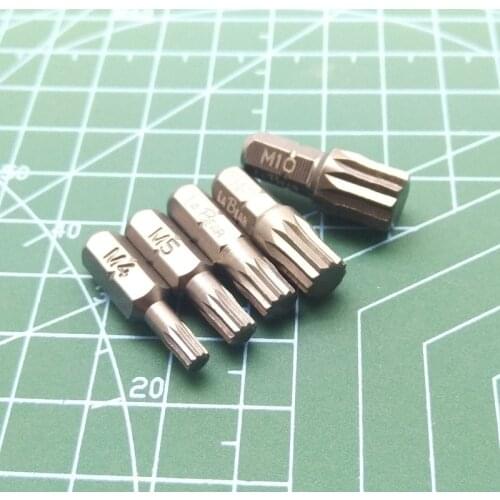 New 5Type Spline bit Star Screwdriver Bit M4 M5 M6 M8 M10 - L25mm S2 Steel 1/4" Hex Shank Hand Tool Part