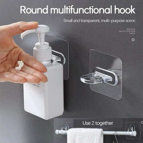 Wall Mounted hook Shampoo Holder Transparent ring-shaped seamless multi-function hook perforated shower gel bottle holder