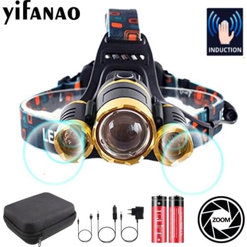 3LEDs Rechargeable Zoom Led Headlamp Fishing Headlight Torch Hunting Head lamp Camping Headlamp Flashlight Head Light