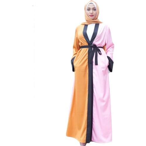 Abaya Dubai Patchwork Color Fashion Muslim Dress Women Long Robe Ramadan Kaftan Arab Islamic Caftan Clothing Kimono Turkish