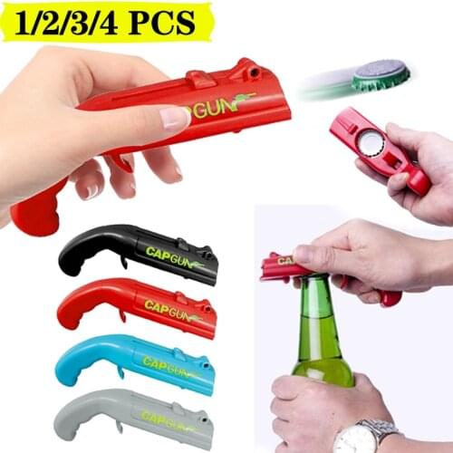 Portable Cap Gun Bottle Opener Beverage Beer Bottle Opener Gun Cap Launcher Bar Tool Drink Opening Shooter Wine Accessories