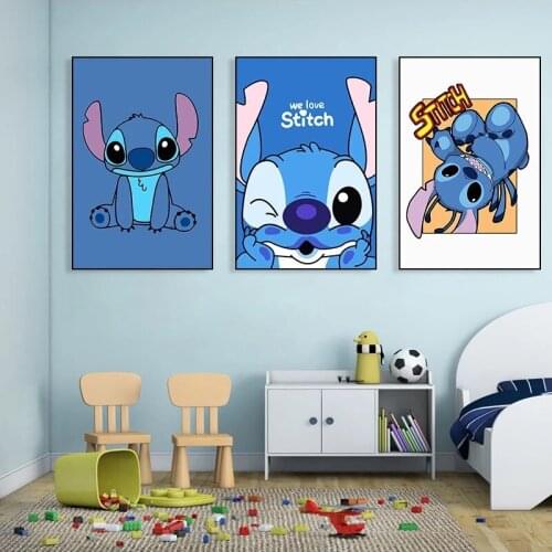 Disney Cartoon Stitch and Interstellar Baby Canvas Painting Posters Prints Wall Art Pictures for Living Home Decor