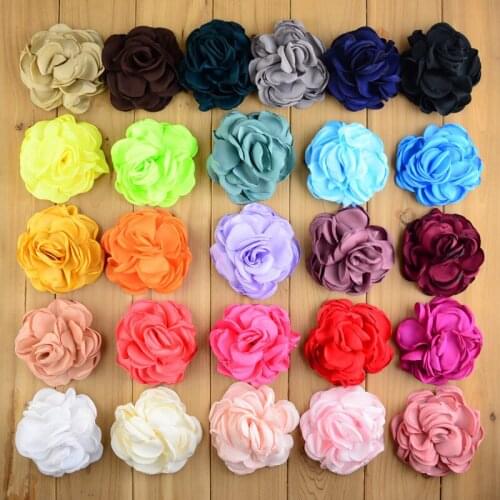 26 pcs/lot, 3.5" Soft Satin burned flowers wedding embellishment DIY headband wholesale flower appliques