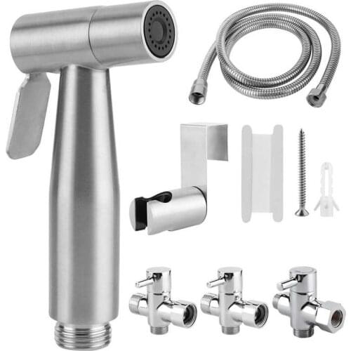 Bathroom Stainless Steel Handheld Bidet Toilet Sprayer Set Baby Cloth Diaper Sprayer Hose Holder Kit