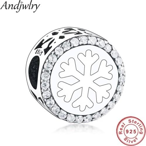 925 Sterling Silver Beads Fit Pandora Charms Bracelets Sliver 925 Original Charms Snowflake beads Jewelry Christmas Berloque