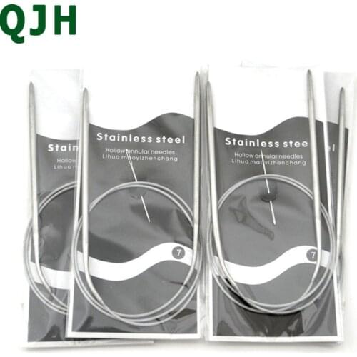 QJH 4pcs 4.5mm New circular knitting needles 80cm Durable Stainless Steel Circular Knitting Needles Crochet Knitting Tools #7