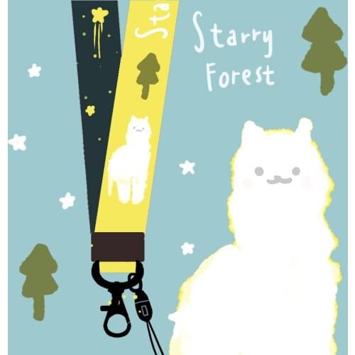 STARRY FOREST alpaca cute mobile straps for neck and wrist double side illustrated strap for mobile phones camera