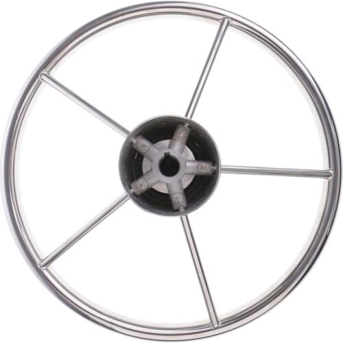 Heavy Duty 345mm 316 Stainless Steel Marine Boat Steering Wheel 5-Spoke 3/4 Inch Shaft