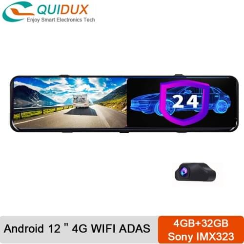 2021 New 4GB+32GB 12 Inch Car Rearview Mirror Dvr Android 8.1 Dash Cam 4K 1080P Camera GPS ADAS 4G Wifi Remote Video Registrar