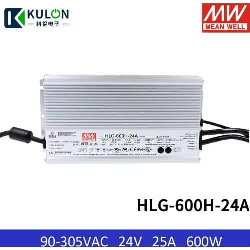 Taiwan Meanwell Waterproof Led Power Supply Hlg-600h-24a 600w 24v 25a Constant Current Adjustable Pfc Power Supply