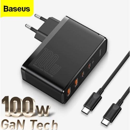 Baseus 100W GaN USB Type C Charger Quick Charge QC 5.0 PD 4.0 3.0 Fast Charging Charger For iPhone 12 Pro Macbook Laptop Tablet