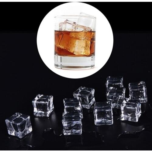 10pcs Photography Props Fake Ice Cubes Reusable Artificial Acrylic Crystal Cubes Whisky Drinks Display Wedding Party Decor