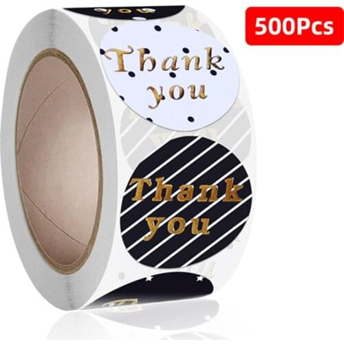 100/500pcs Thank you stickers Birthday Party Wedding Decoration sticker celebrate Festival Gift seal shop kids Golden word label