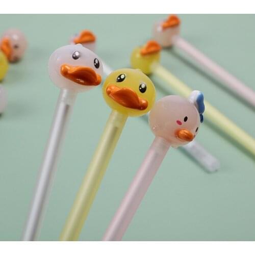 20PCS Creative New Cartoon Acrylic Cute Cute Little Yellow Duck Gel Pen Carbon Black Cute Water-based Pen Stationery