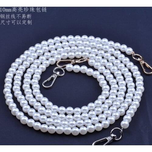 20pcs/lot Steel Wire 10mm ABS Pearl Chain Purse Bag Strap Tote Clutch For Handbag Shoulder Bag Belt Handles DIY Accessory